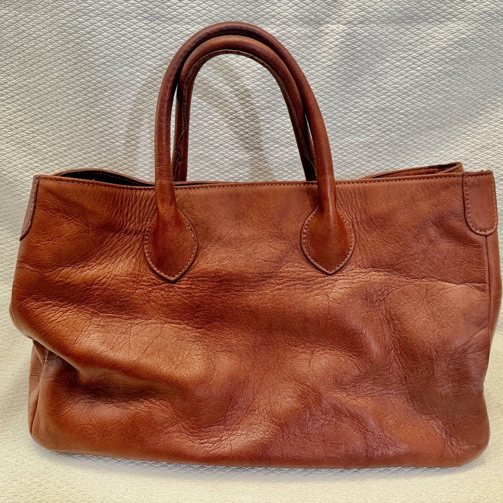 Mark & Graham Brown Leather Slouch Tote Bag. Very good